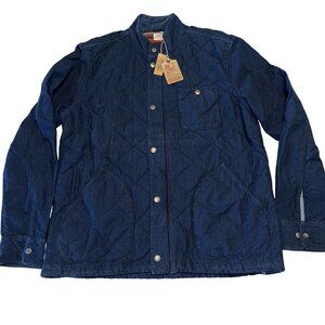NWT Faherty Quilted Bakers Jacket Indigo Blue Mens Large FAHFW170024 Stag Provis